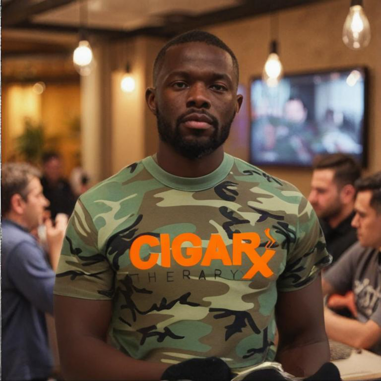 CIGARx Camo w/ Orange Logo Crew Neck T-Shirt