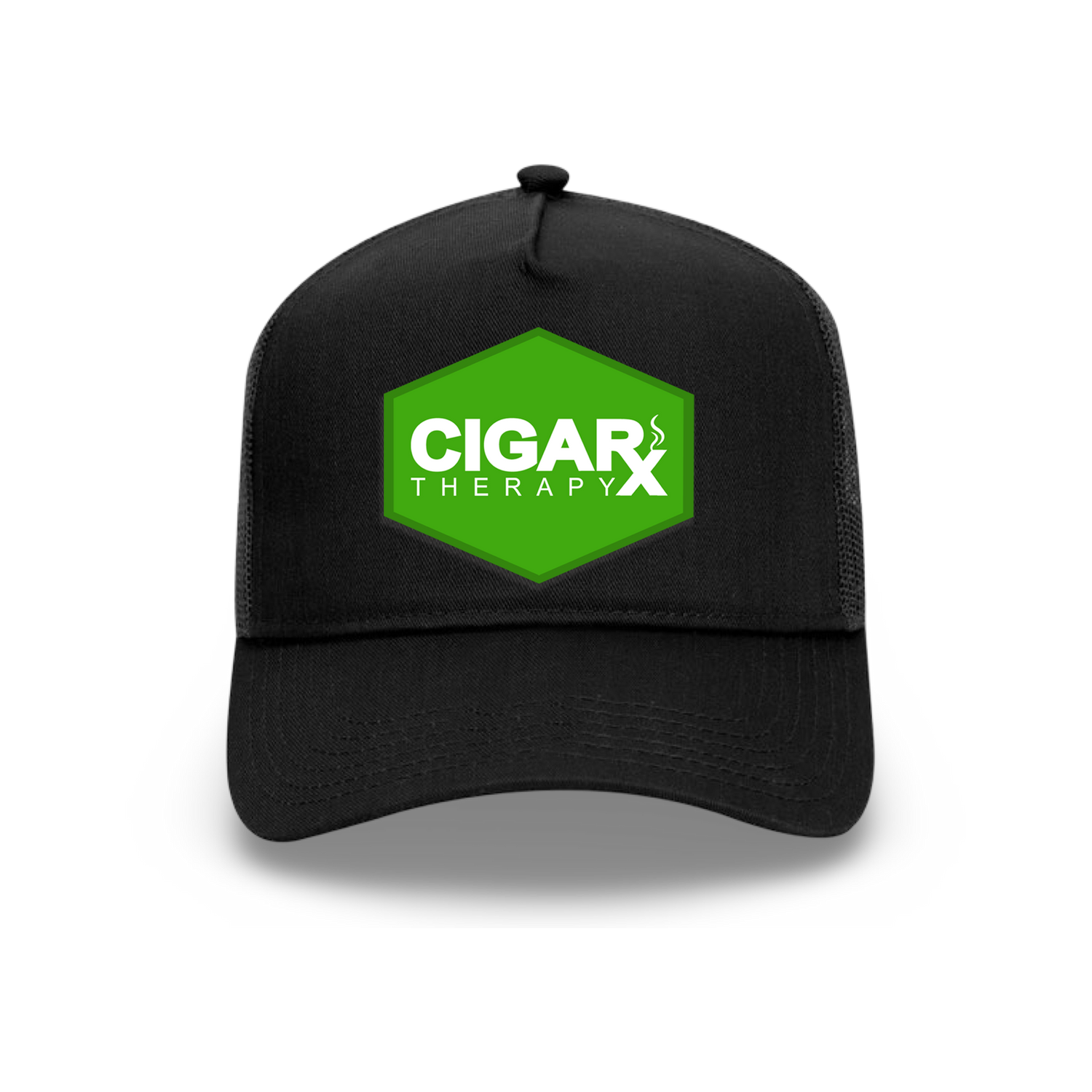 Black Curved Trucker with Green Classic Patch