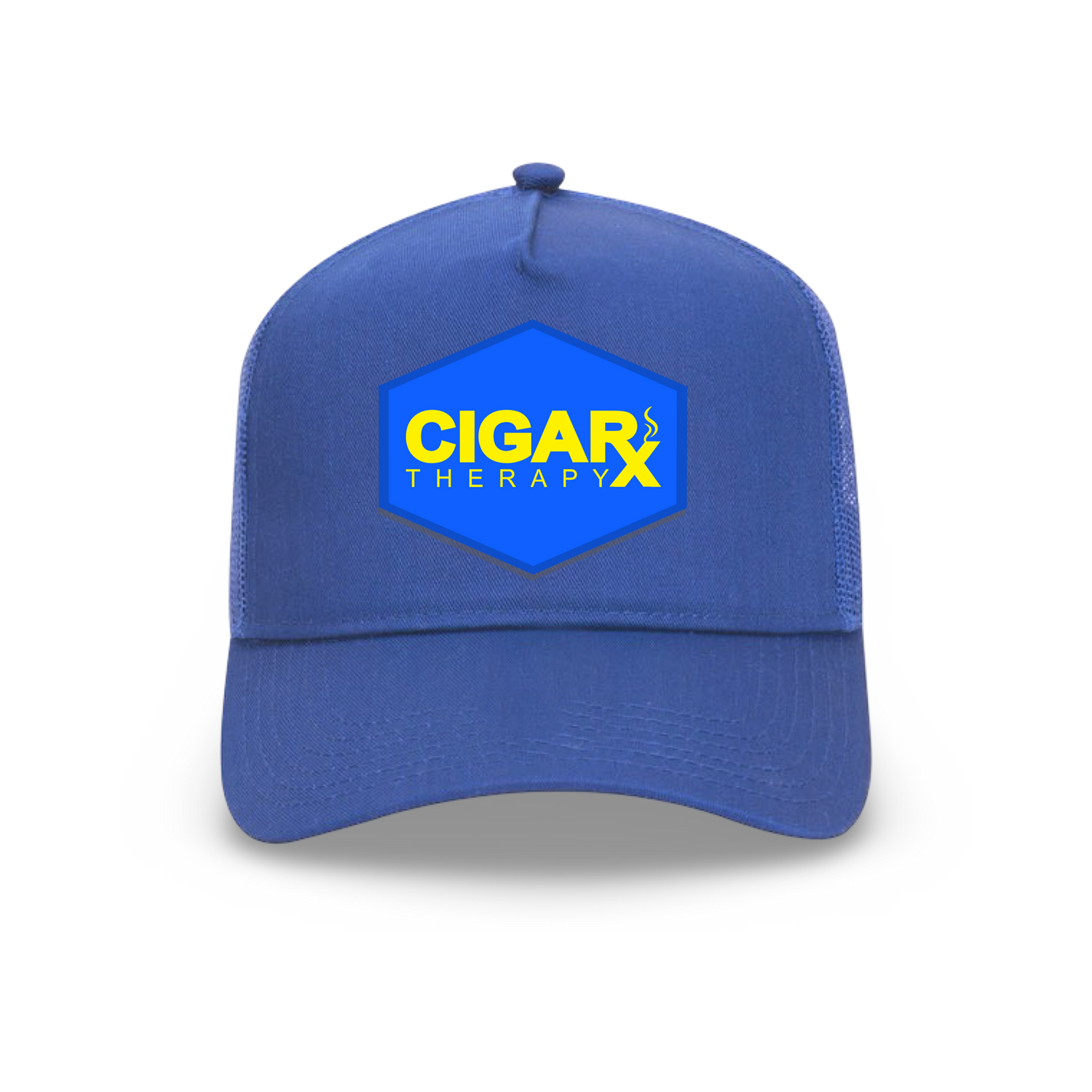 Royal Blue Curved Trucker with Yellow on Blue Patch