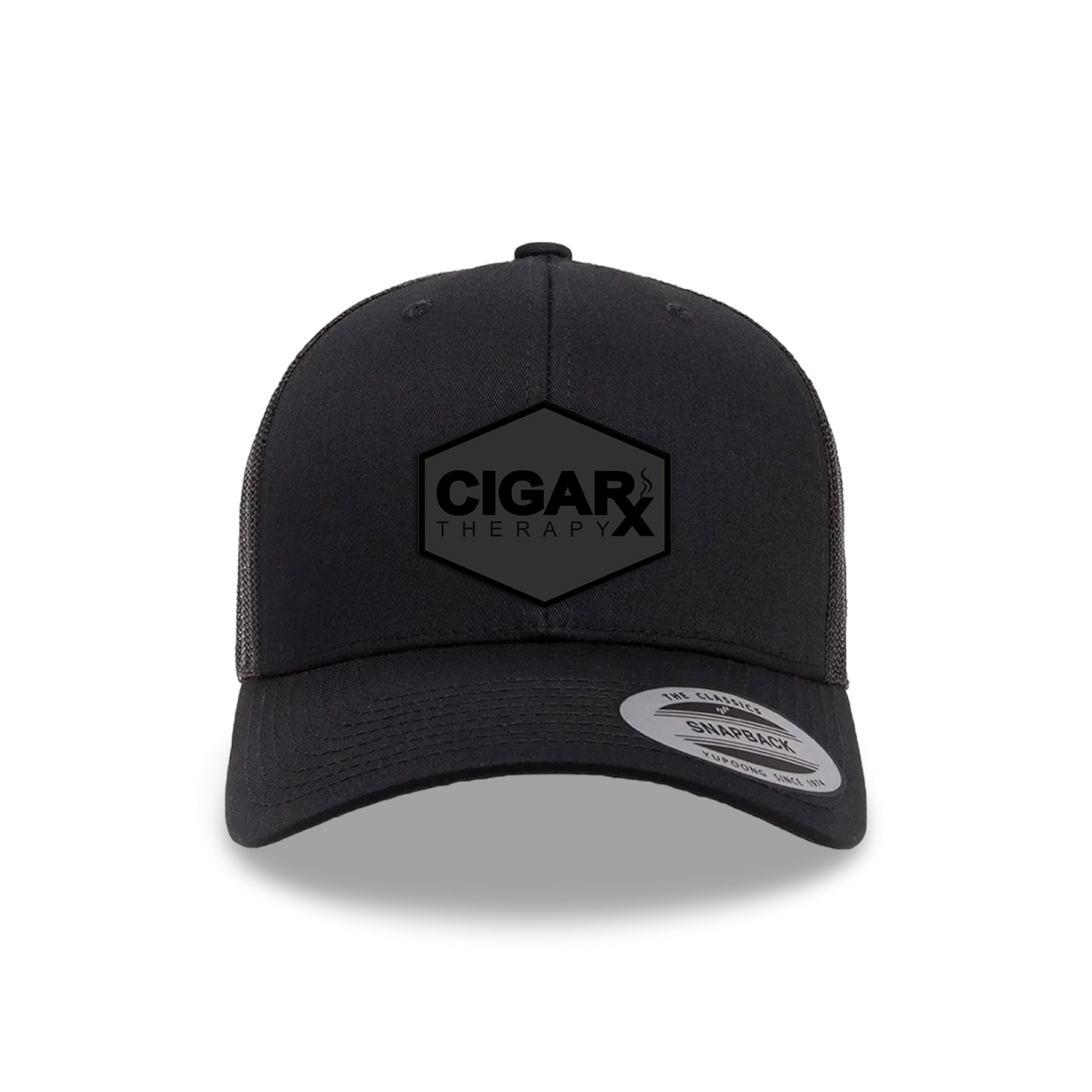 Black Curved Trucker with Blackout Patch Front