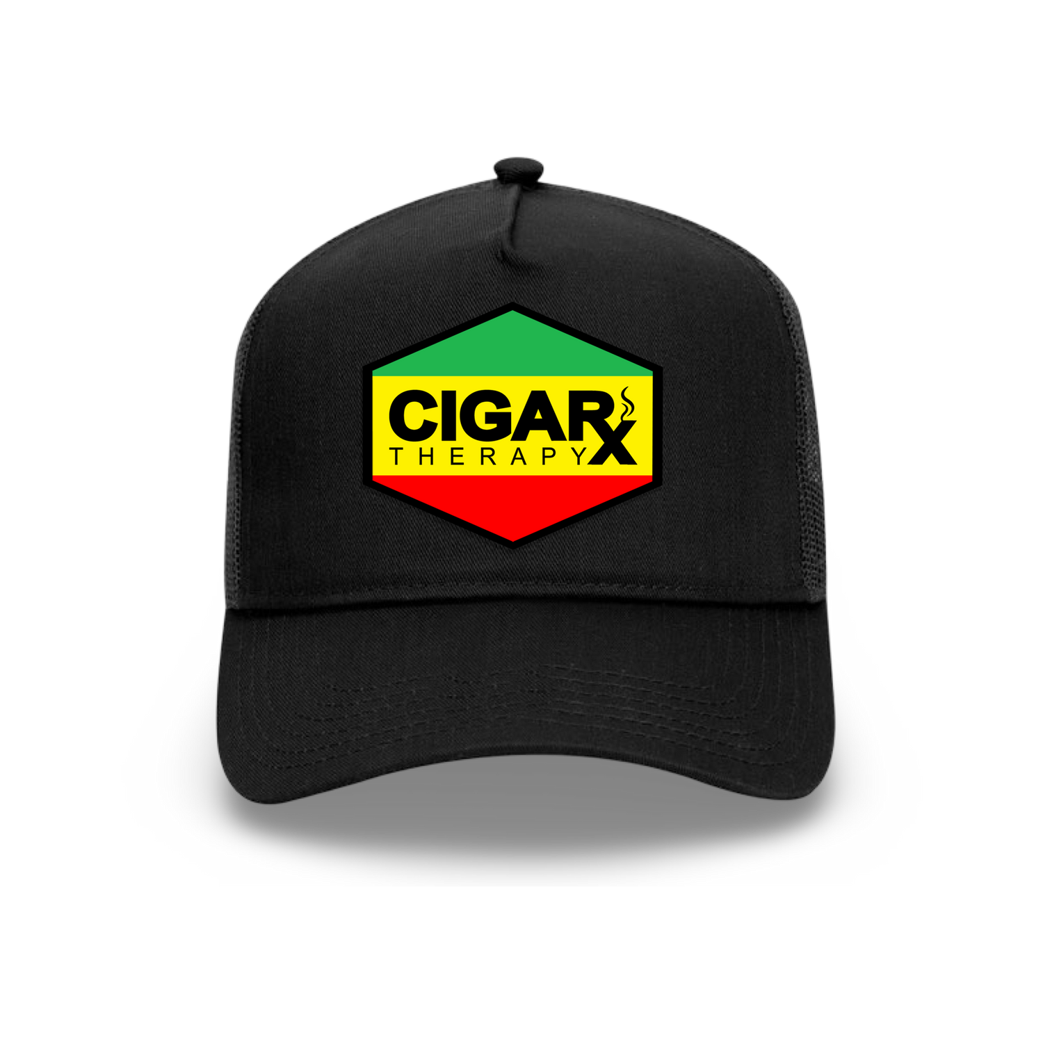 Black Curved Trucker with Reggae Rasta Flag Patch