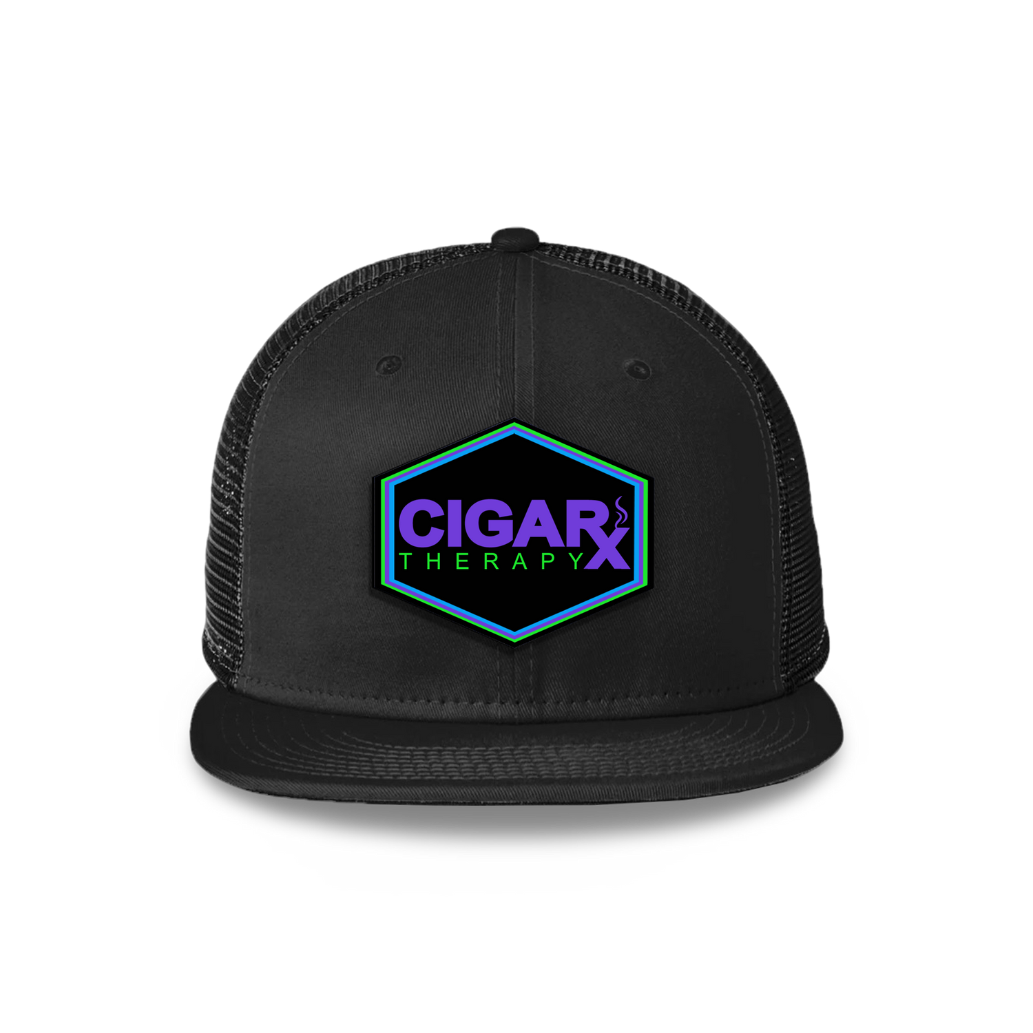 Black Flat Trucker with Black Neon Edition Patch