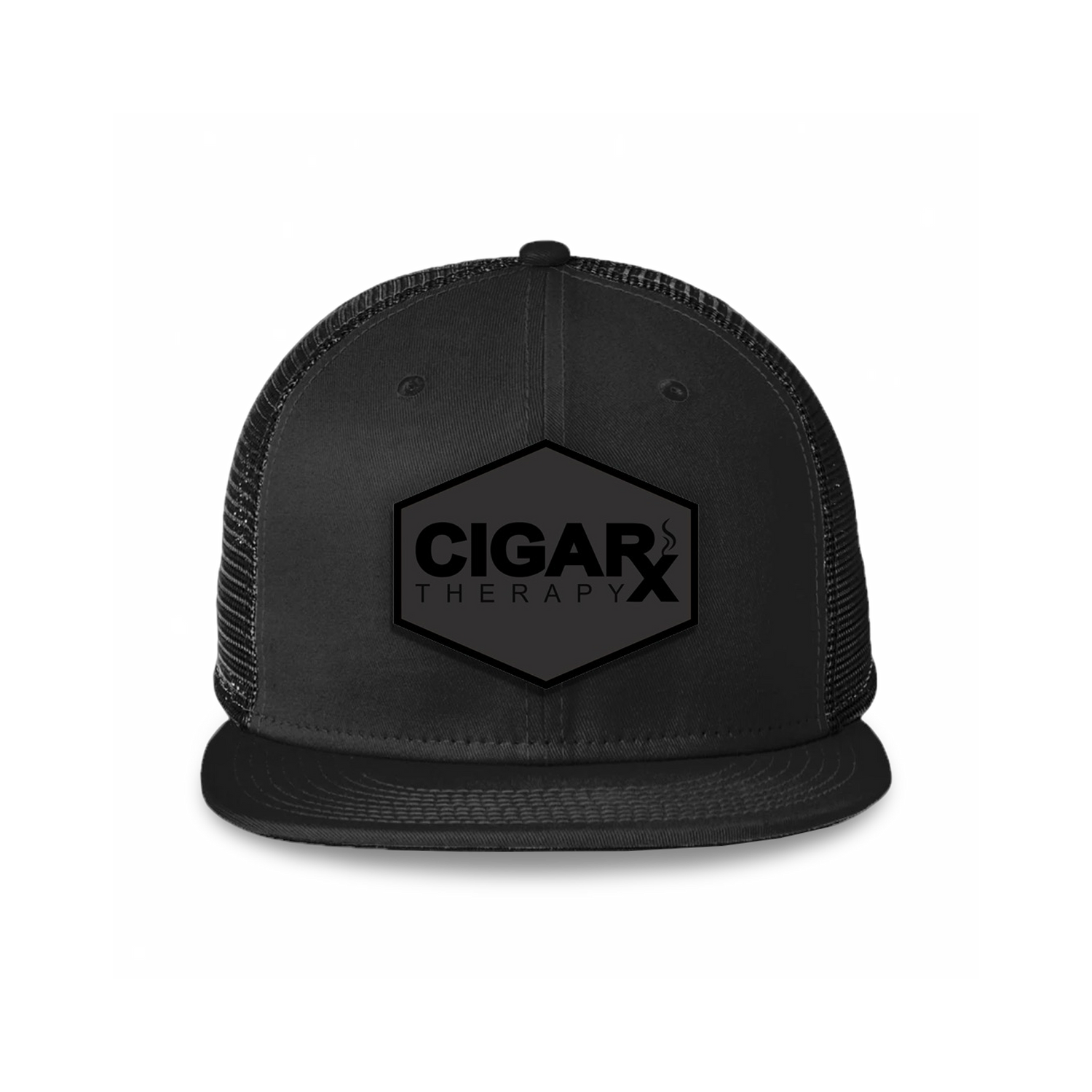 Black Flat Trucker with Blackout Patch Front