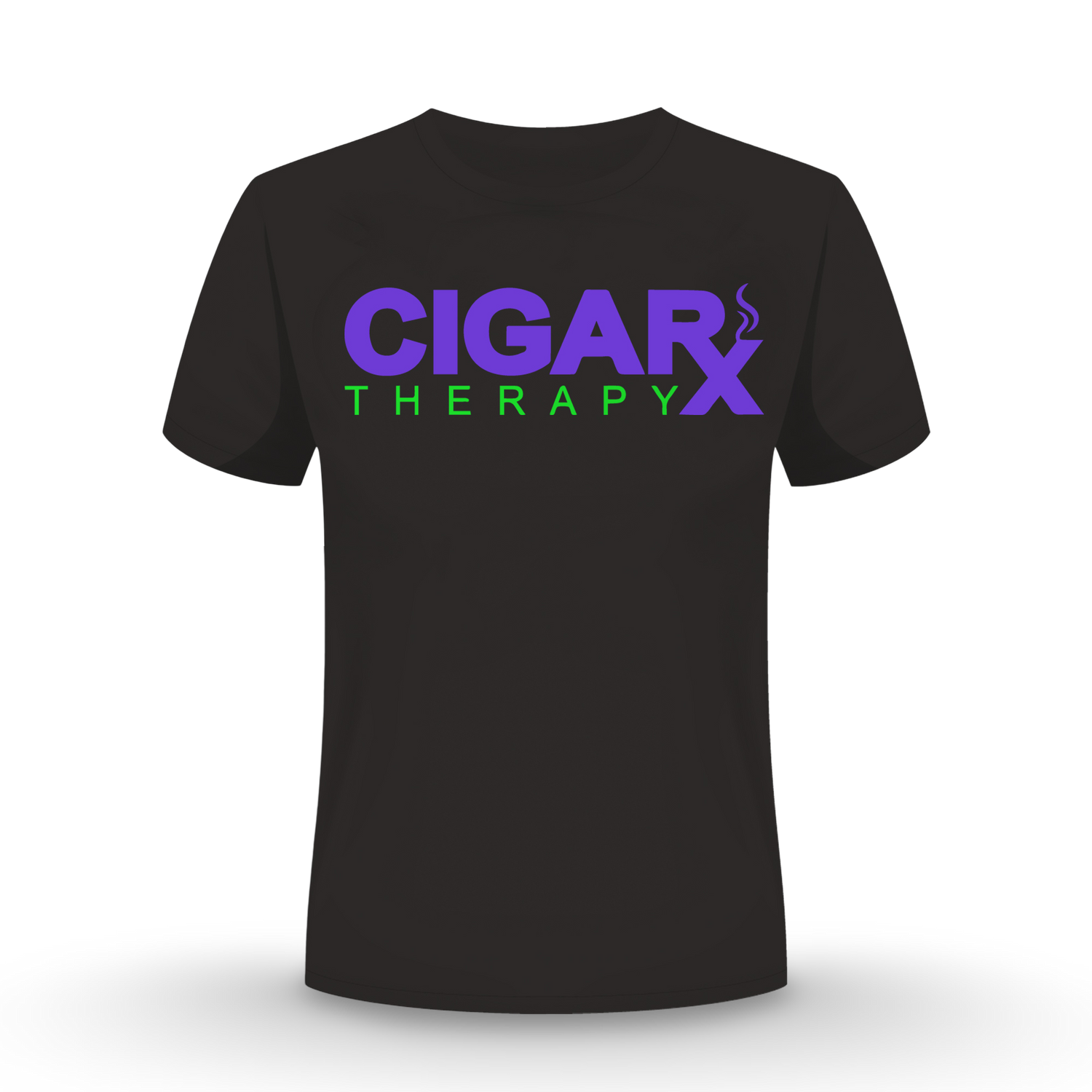CIGARx Black w/ Purple & Green Neon Logo Crew Neck T-Shirt