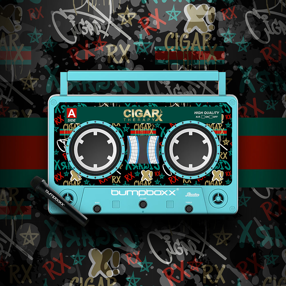 CIGARx Blue REMIXX ID w/ Graffiti Rx Pattern Bumpboxx with Background