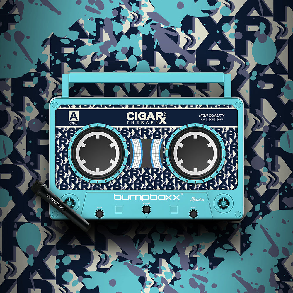 CIGARx Blue REMIXX ID w/ Navy Rx Pattern Bumpboxx with Background