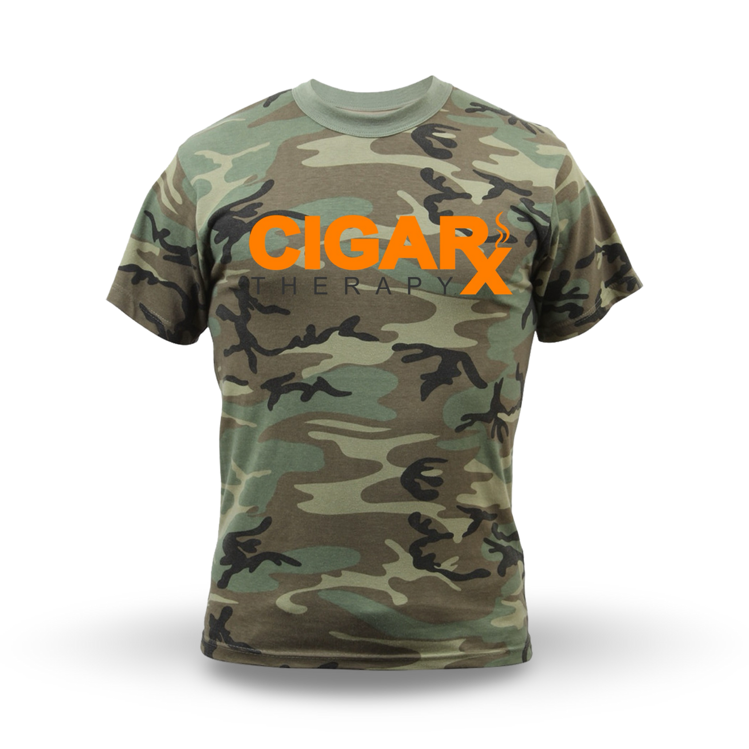 CIGARx Camo w/ Orange Logo Crew Neck T-Shirt