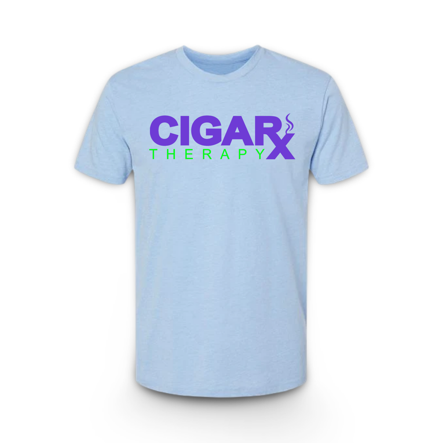 CIGARx Light Blue w/ Purple & Green Neon Logo Crew Neck T-Shirt