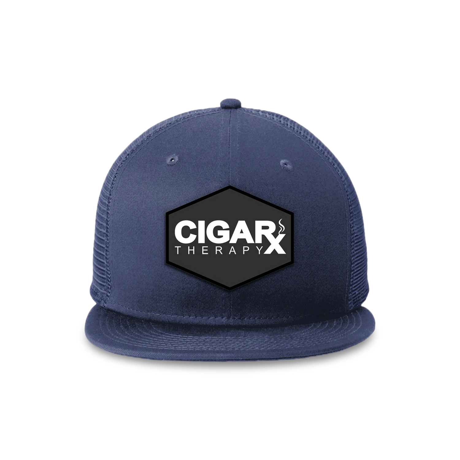 Navy Blue Flat Trucker with Black Classic Rogue Patch Front