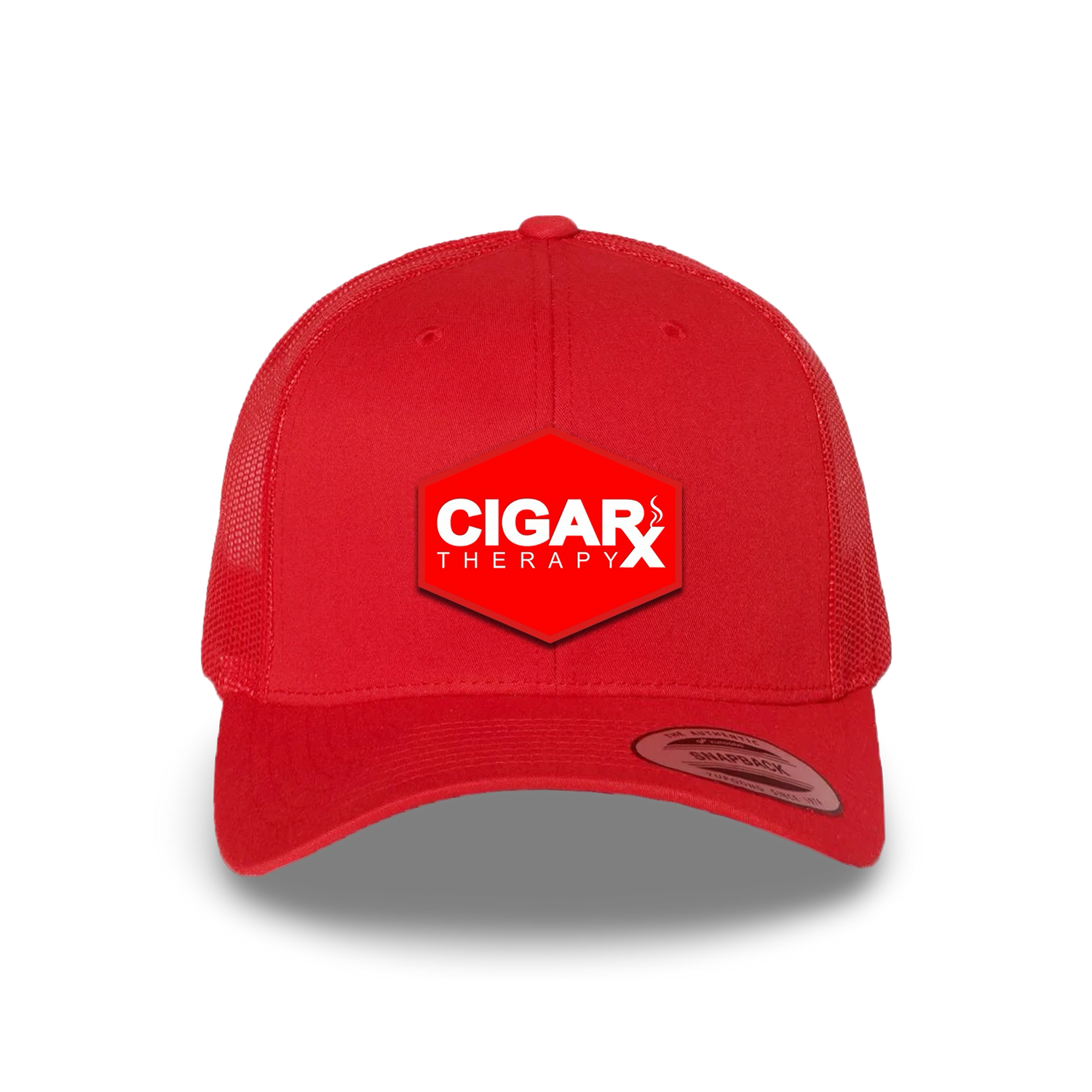 Red Curved Trucker with Red Classic Patch Front