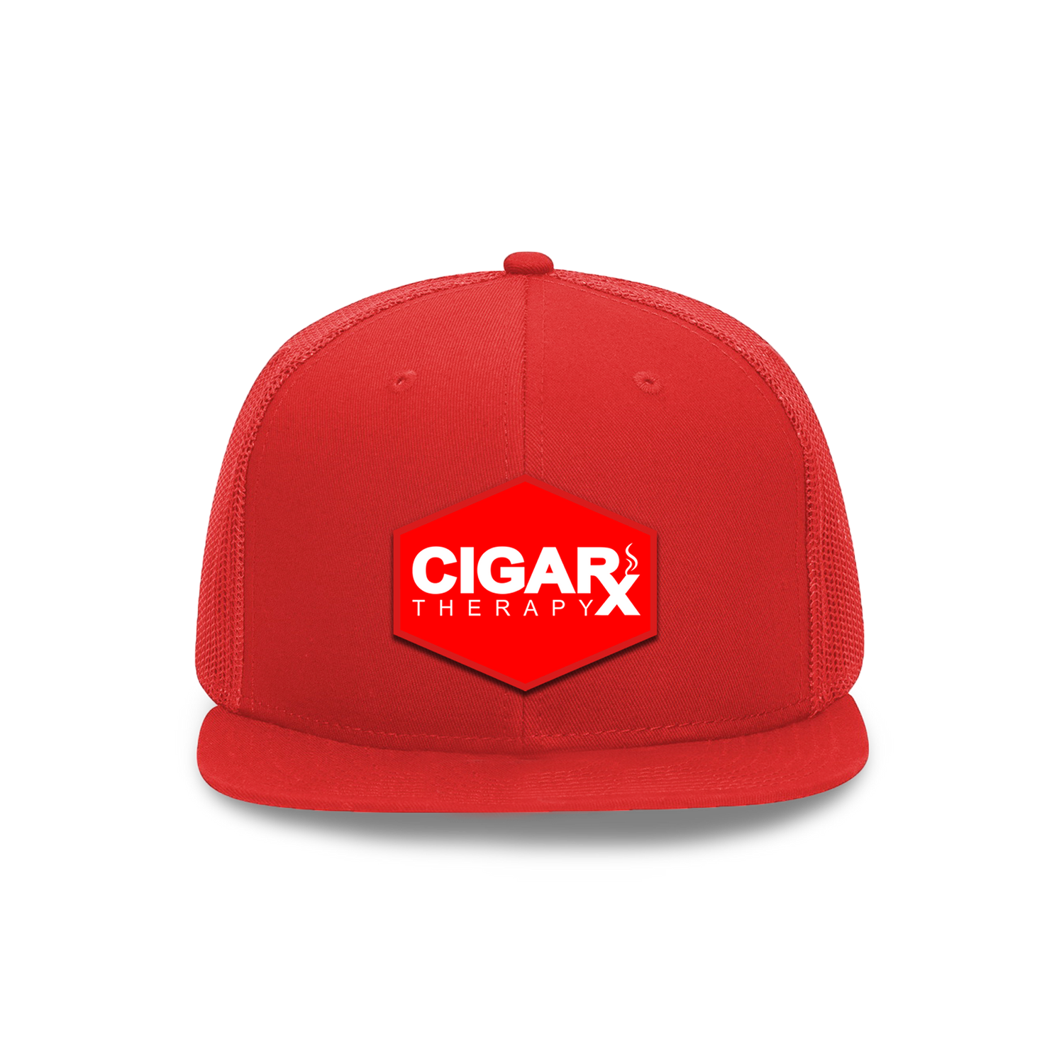 Red Flat Trucker with Red Classic Rogue Patch Front