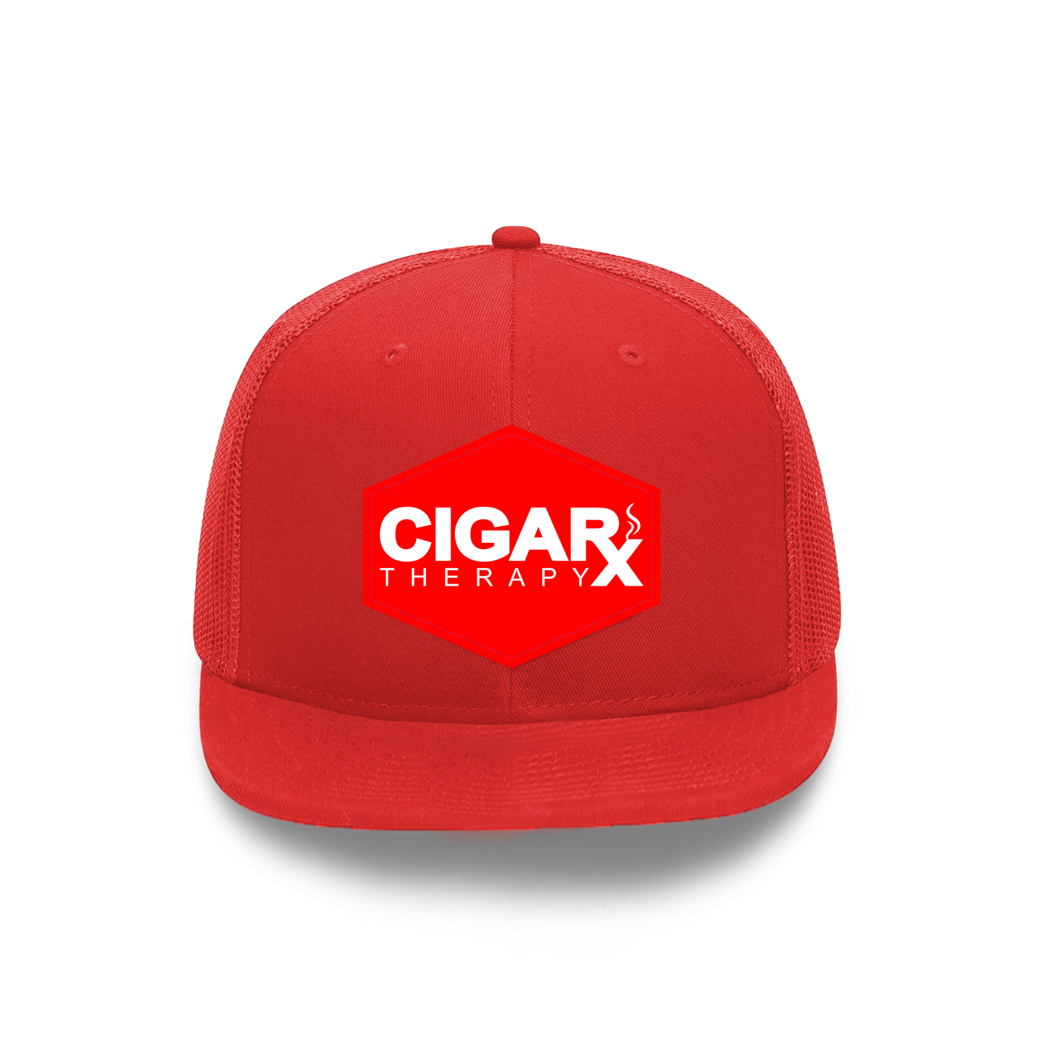 Red Flat Trucker with Red Classic Patch Front View