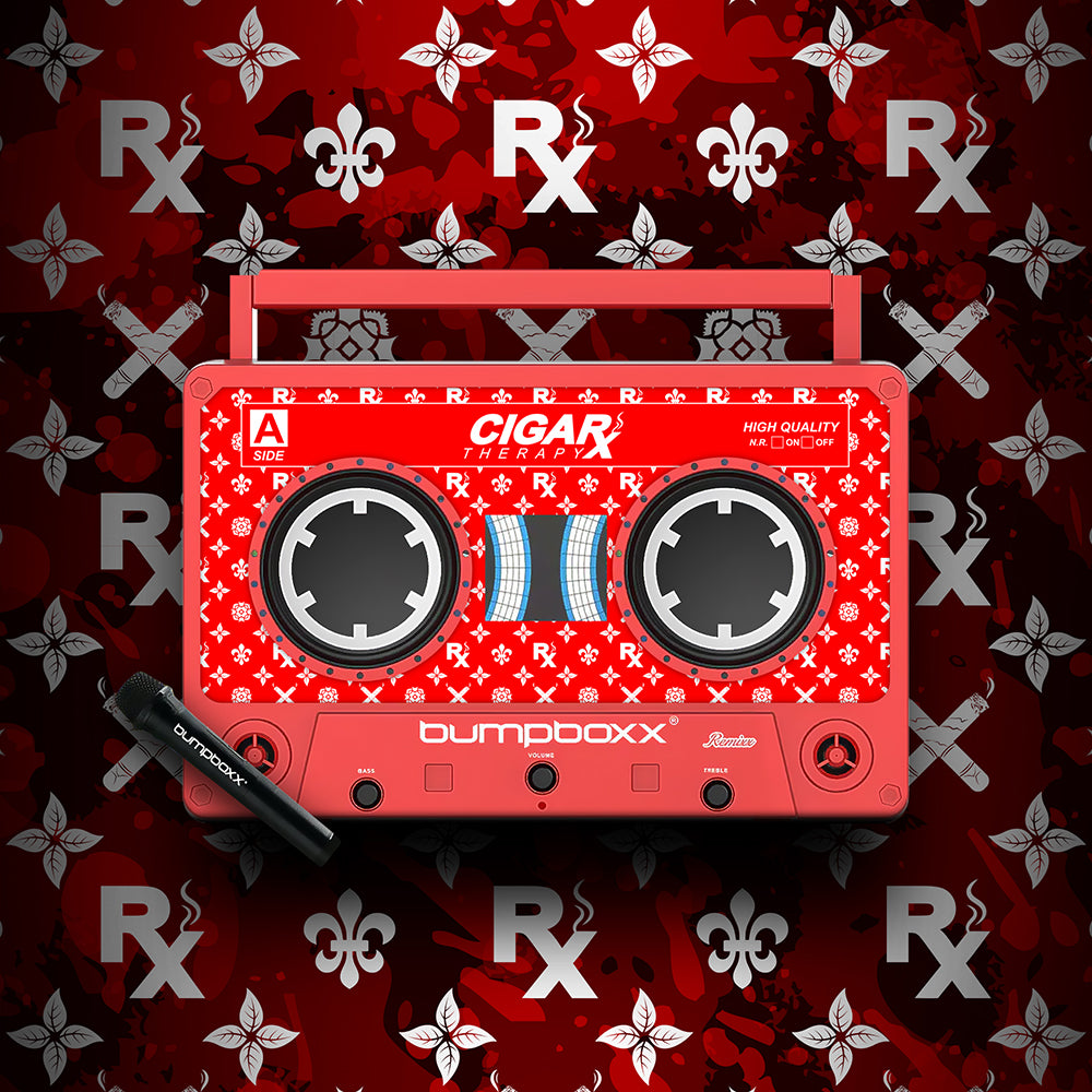 CIGARx Red REMIXX ID w/ Red & White Rx Pattern Bumpboxx with Background