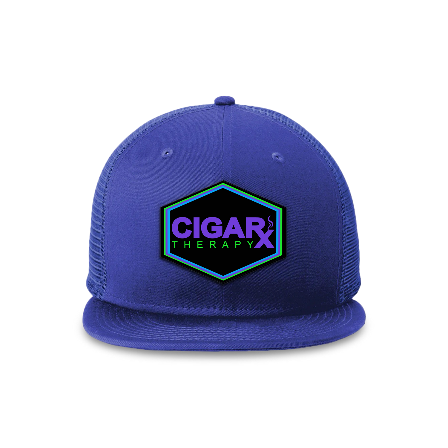 Royal Blue Flat Trucker with Black Neon Edition Patch