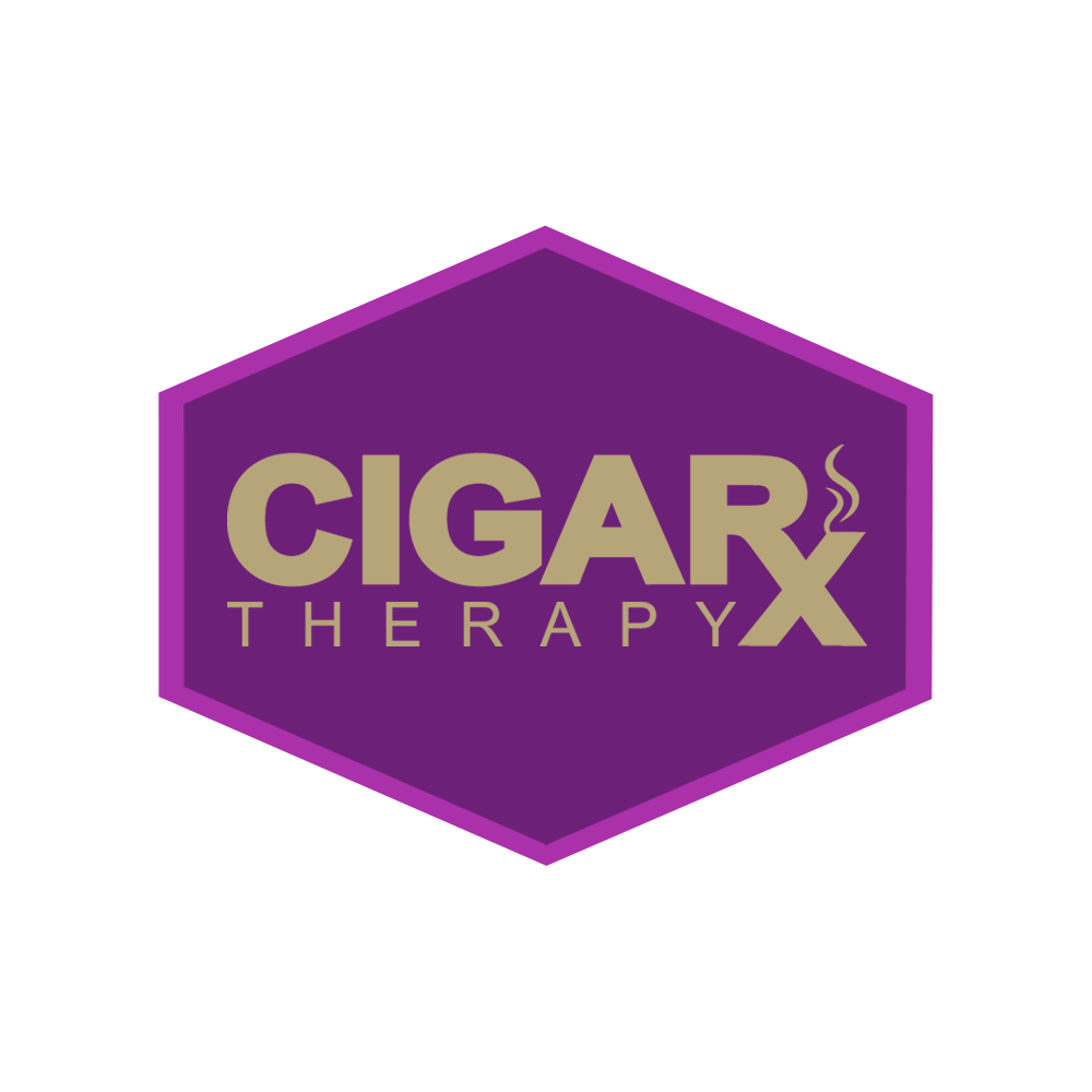 CIGARx Therapy Gold Logo on Purple Patch