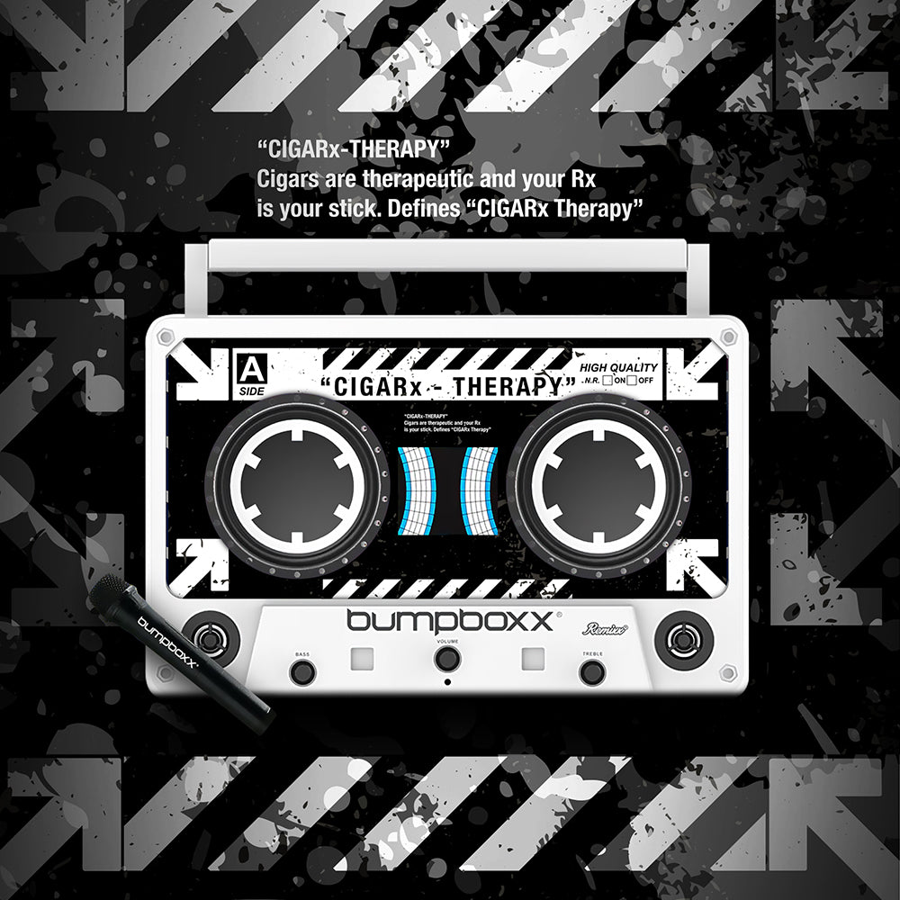 CIGARx White REMIXX ID w/ White & Black Pattern Bumpboxx with Bckground