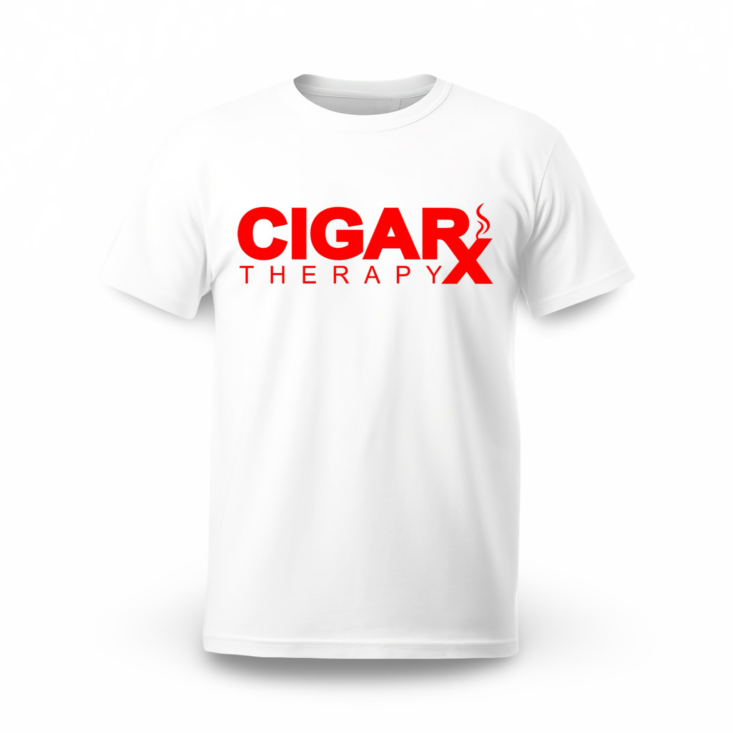 CIGARx White w/ Red Logo Crew Neck T-Shirt