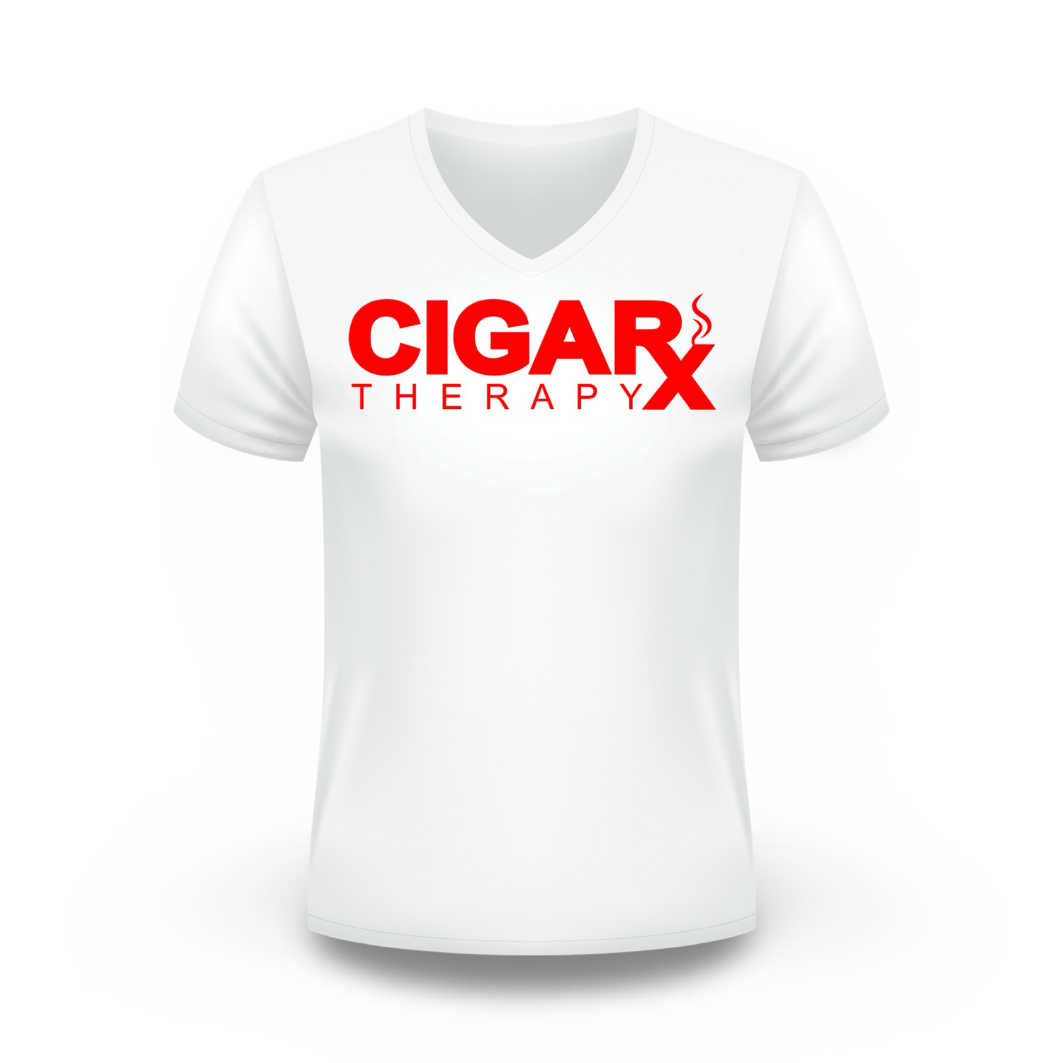 CIGARx White w/ Red Logo V-Neck T-Shirt