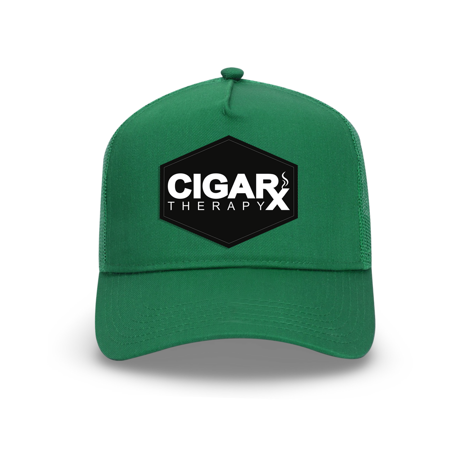Green Curved Trucker with Black Classic Patch