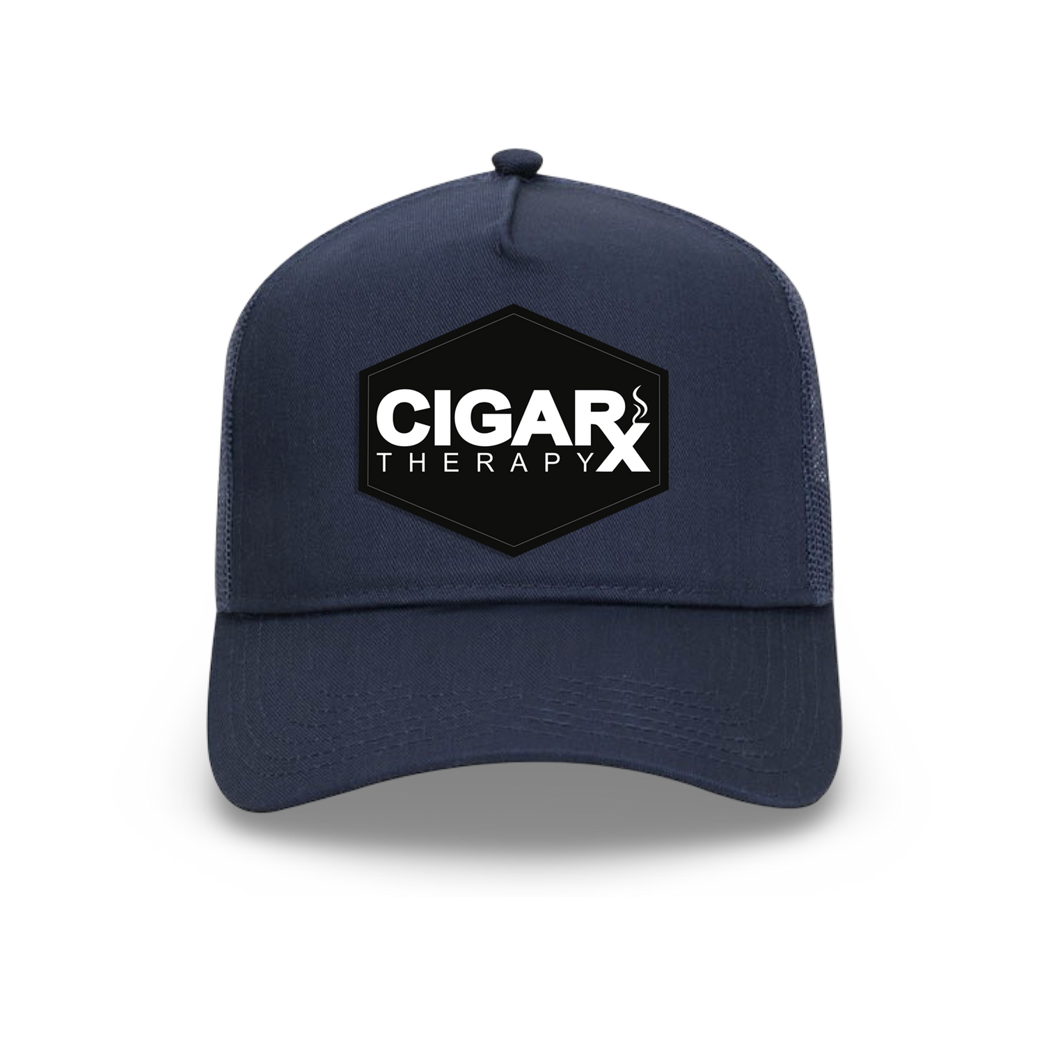 Navy Curved Trucker with Black Classic Patch