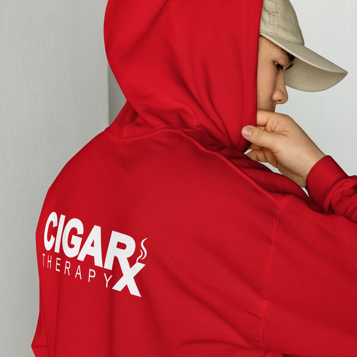 Rx Classic Unisex Hoodie Red with Hood Up