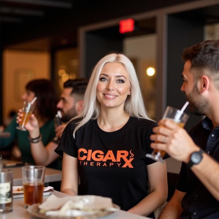 CIGARx Black w/ Orange Logo Crew Neck T-Shirt