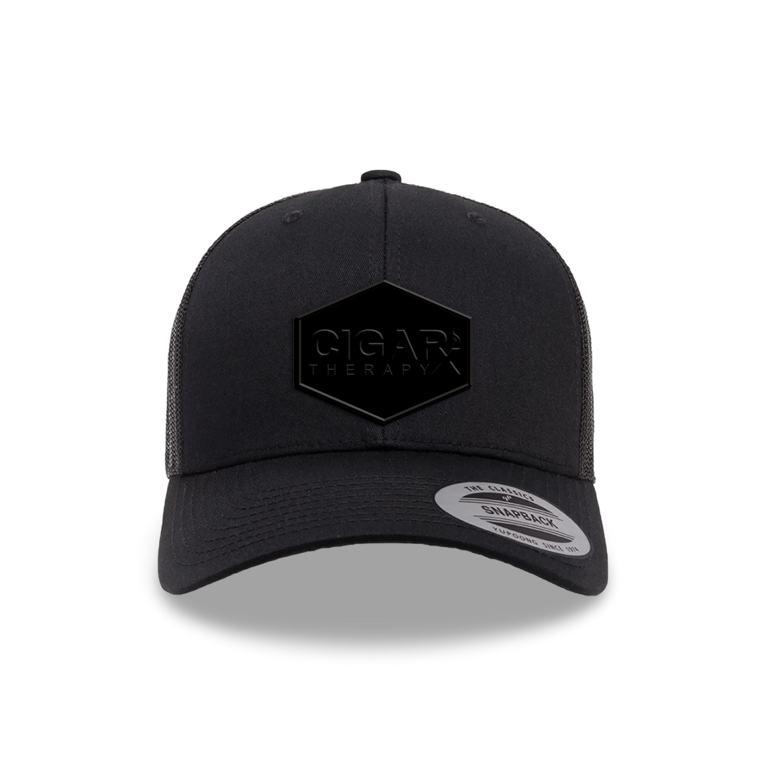 Black Curved Trucker with Blackout Patch