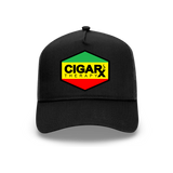 Black Curved Trucker with Reggae Rasta Flag Patch Front View