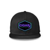 Black Flat Trucker with Black Neon Edition Patch