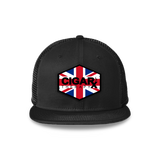 Black Flat Trucker with Union Jack Flag Patch