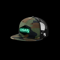 Camo Flat Trucker w/ Black Classic GLOW in the Dark Patch L.E. Angled View