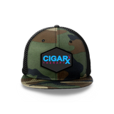 Camo Flat Trucker with Miami Edition Patch Camo Bill Front View