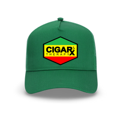 Green Curved Trucker with Reggae Rasta Flag Patch Front View