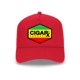 Red Curved Trucker with Reggae Rasta Flag Patch