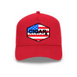 Red Curved Trucker with USA Flag Patch