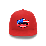 Red Flat Trucker with USA Flag Patch