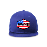 Royal Blue Flat Trucker with USA Flag Patch