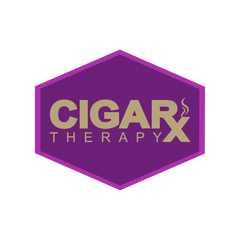 CIGARx Therapy Gold Logo on Purple Patch