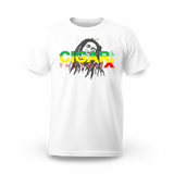 CIGARx White w/ Reggae Rasta Logo Crew Neck T-Shirt Front