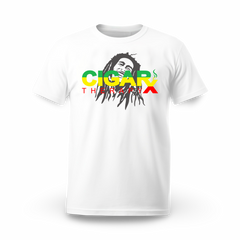 CIGARx White w/ Reggae Rasta Logo Crew Neck T-Shirt Front
