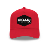 Red Curved Trucker with Black Classic Patch