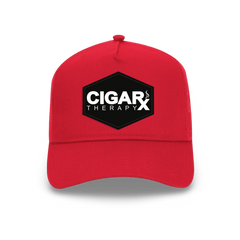 Red Curved Trucker with Black Classic Patch