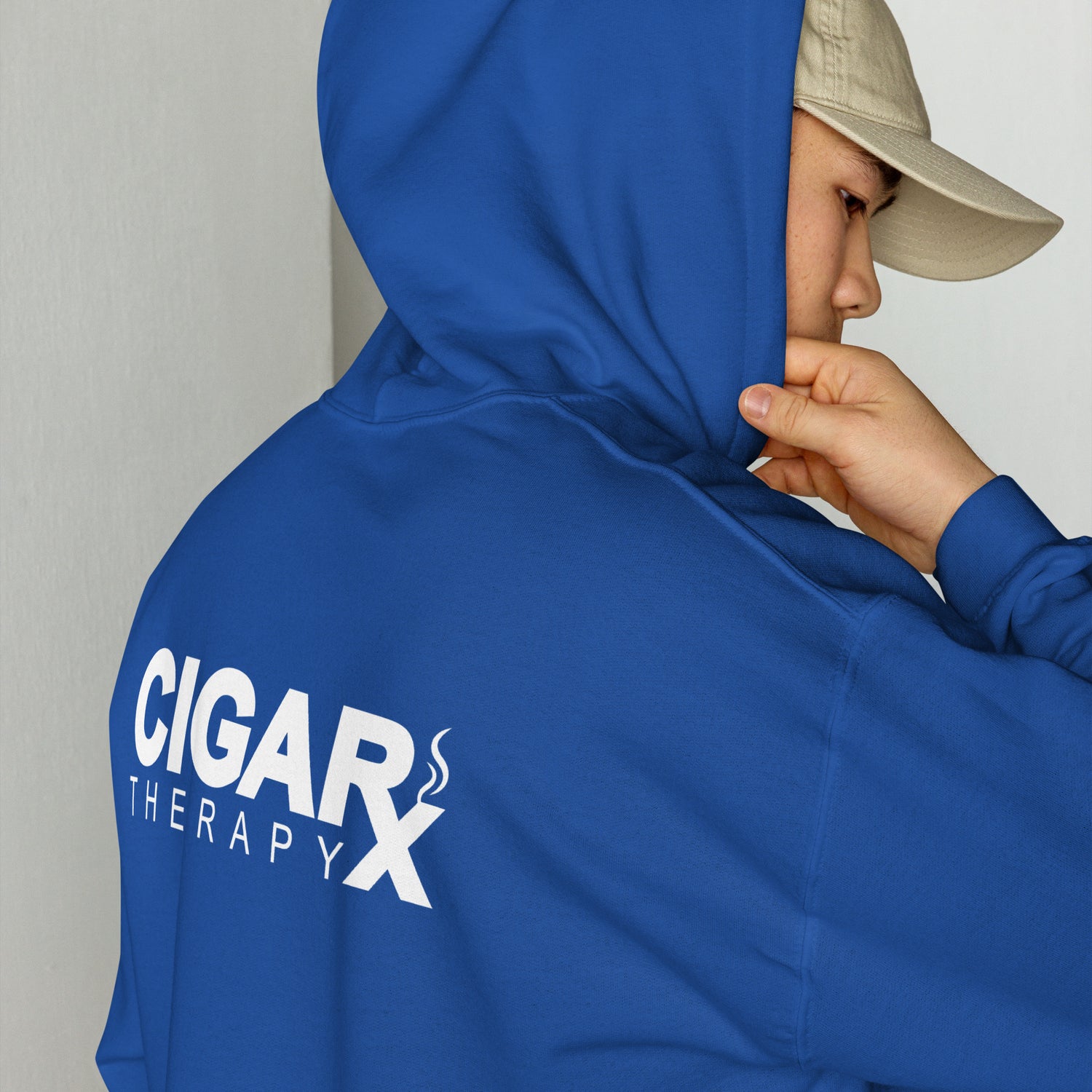 Rx Classic Unisex Hoodie Royal Blue with Hood Up
