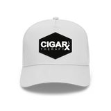 White Curved Trucker with Black Classic Patch