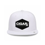 White Flat Trucker with Black Classic Patch